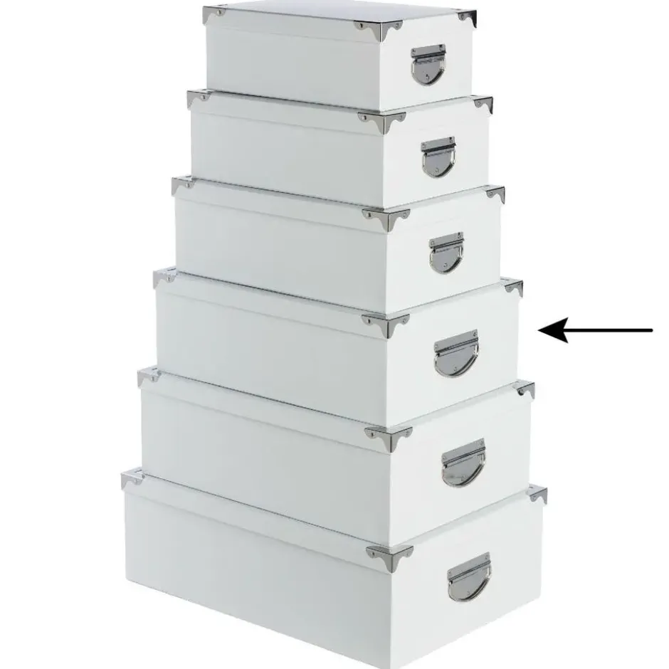 5Five Opbergdoos/box - wit - L40 x B26.5 x H14 cm - Karton