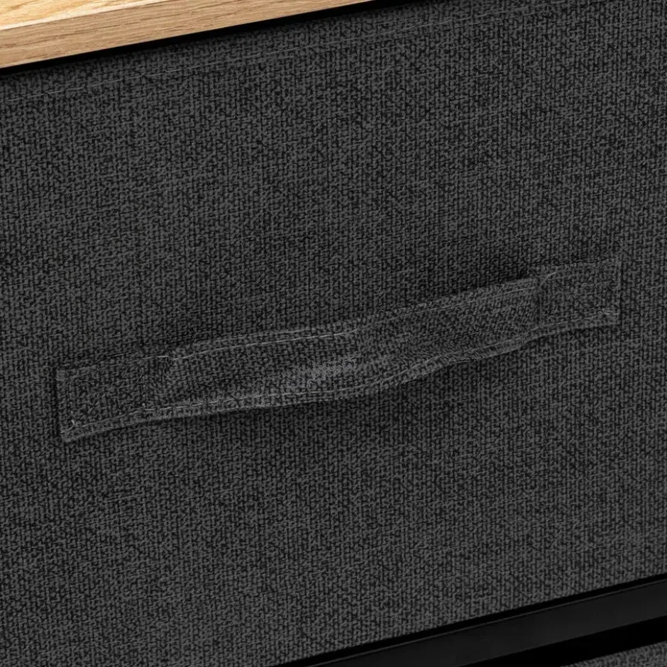 5Five Opbergkast - 5x mand - 100x30x55cm - hout/stof donkergrijs