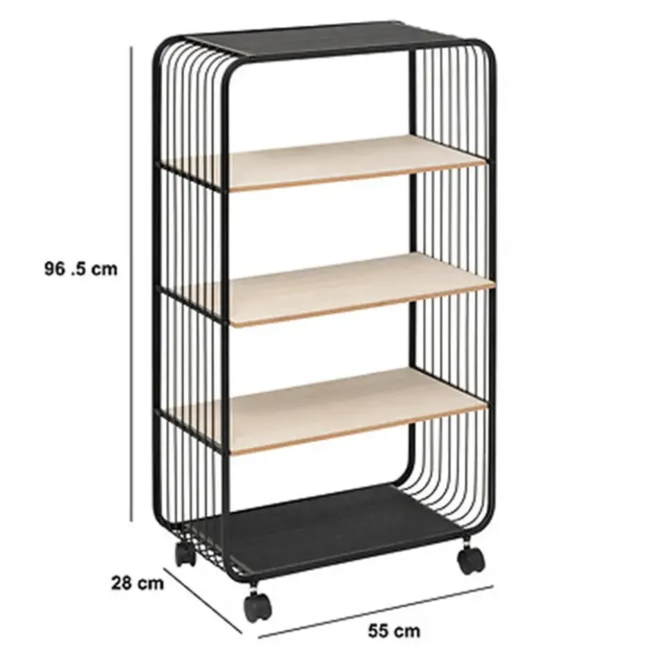5Five Opbergrekje 4 laags met planken - metaal - 55 x 28 x 96 cm