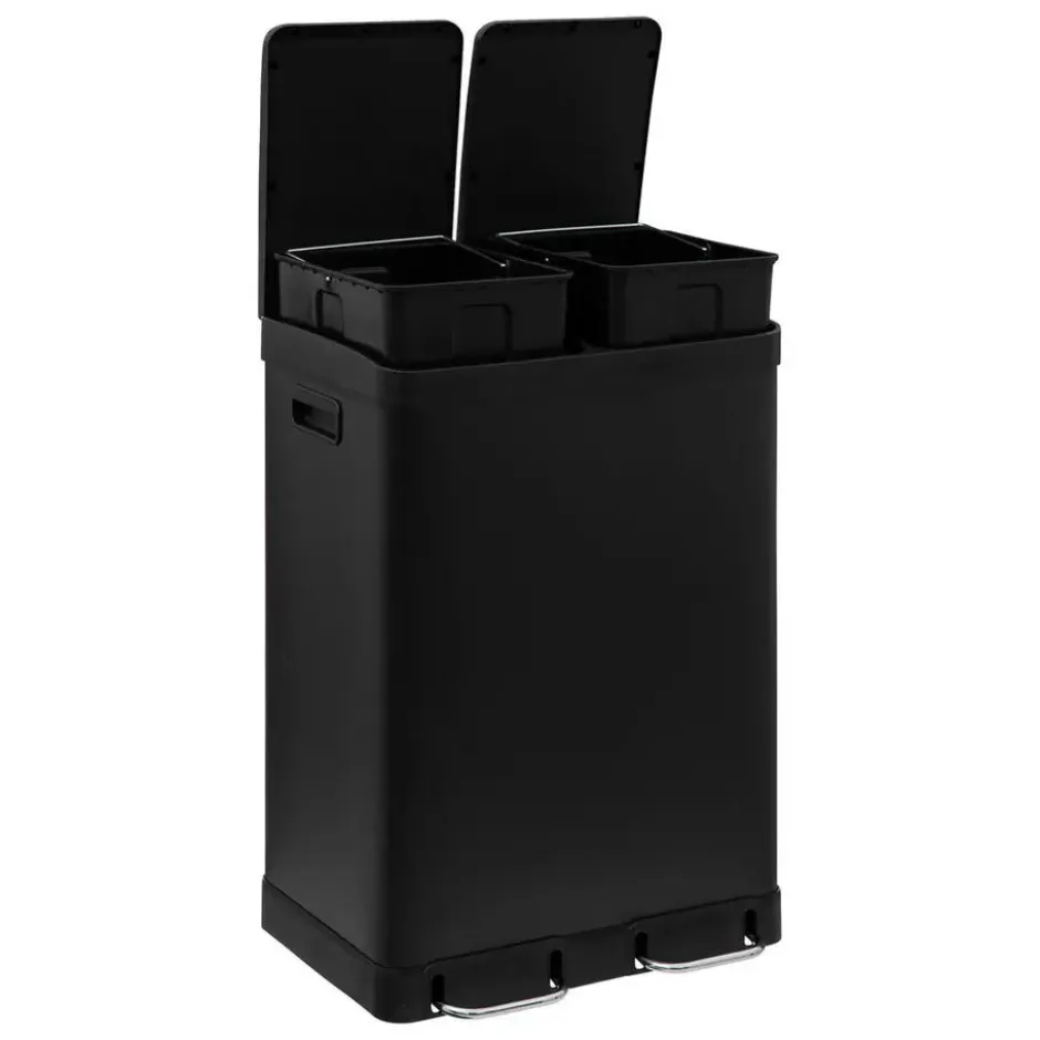 5Five Pedaalemmer Ariane - zwart - rvs metaal - 2 x 30 Liter