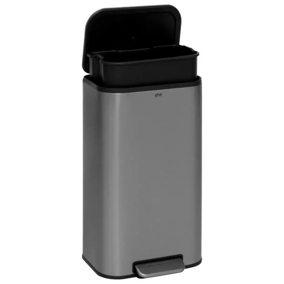 5Five Pedaalemmer Norvik - zilver - rvs - 30L - 36 x 30 x 61 cm
