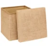 5Five Poef/hocker - opbergbox - beige - PU/MDF - 31 x 31 cm