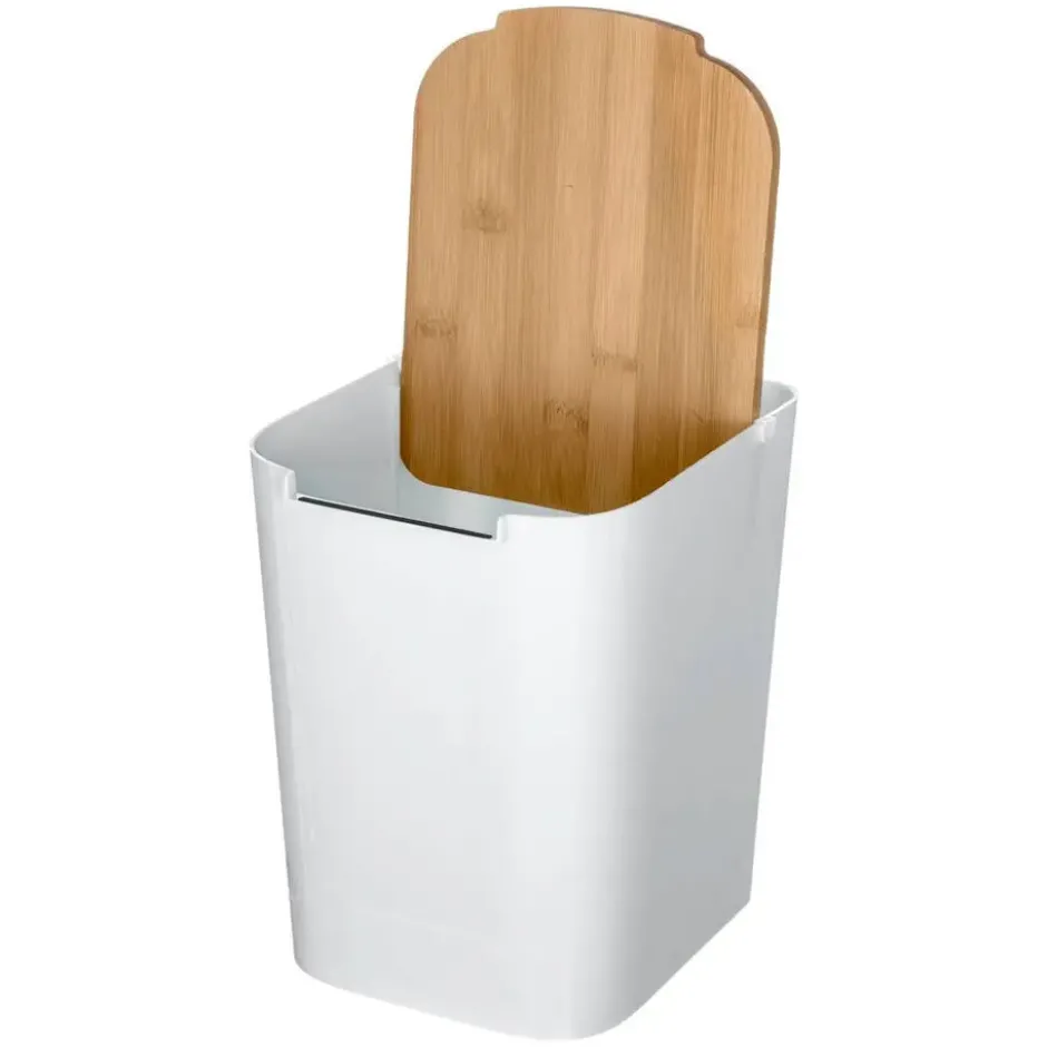 Five Prullenbak - 5 liter - bamboe - wit/lichtbruin - 24 x 19 cm