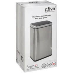 5Five Prullenbak/pedaalemmer - zilver - 40L - 33 x 24 x 66 cm