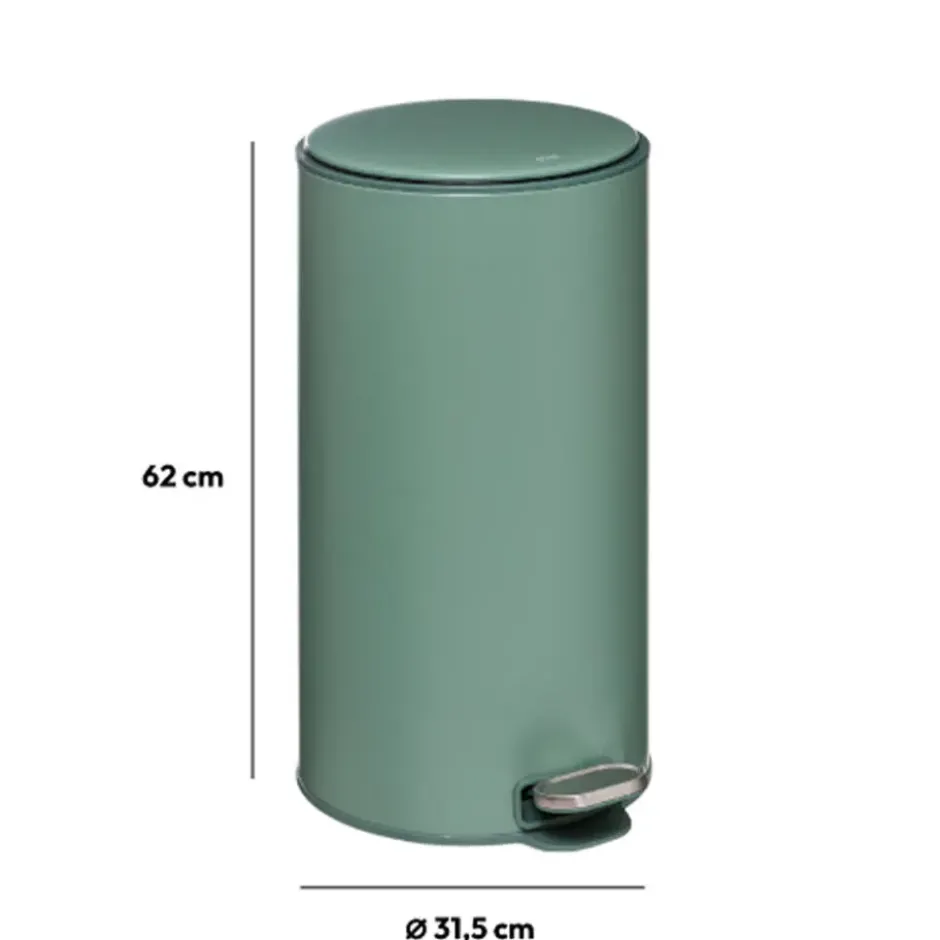 5Five Prullenbak/pedaalemmer - groen - metaal - 30 liter - 62 cm
