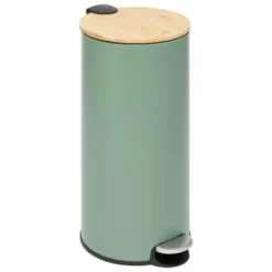 5Five Prullenbak/pedaalemmer Bamboe - groen - 30L - 60 cm