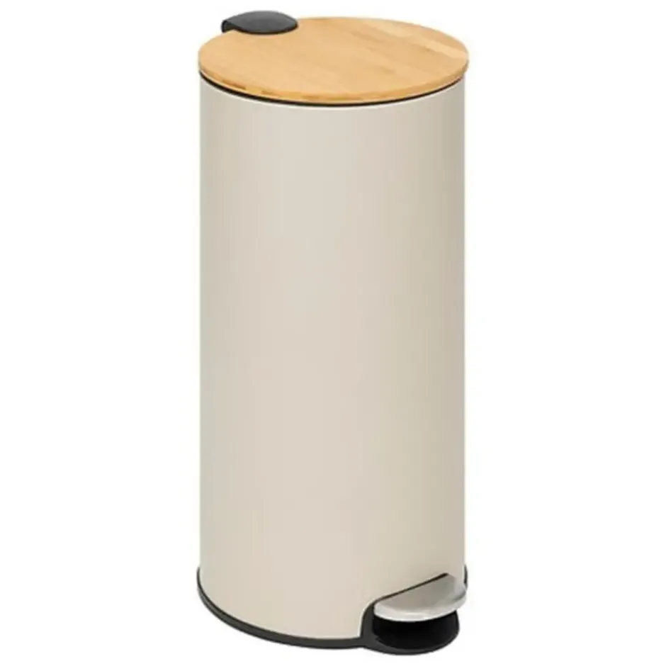 5Five Prullenbak/pedaalemmer Bamboe - beige - 30L - 38x29x60 cm