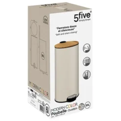 5Five Prullenbak/pedaalemmer Bamboe - beige - 30L - 38x29x60 cm