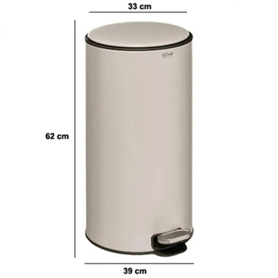 5Five Prullenbak/pedaalemmer - beige - metaal - 30 liter