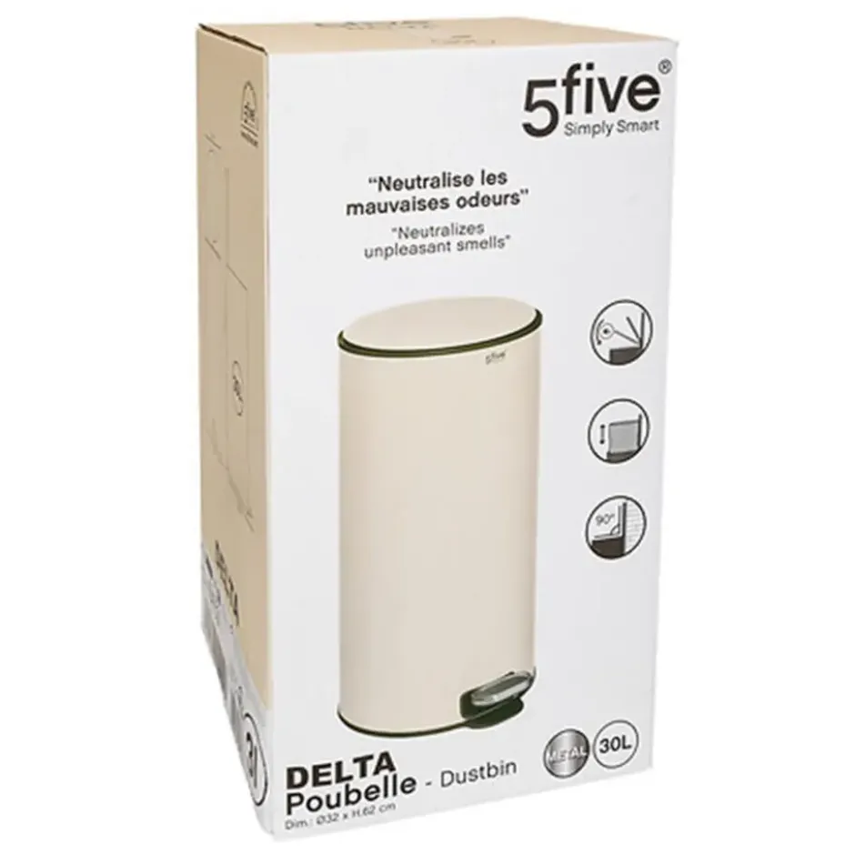 5Five Prullenbak/pedaalemmer - beige - metaal - 30 liter