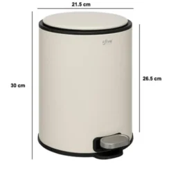 5Five Prullenbak/pedaalemmer - beige - metaal - 6 liter