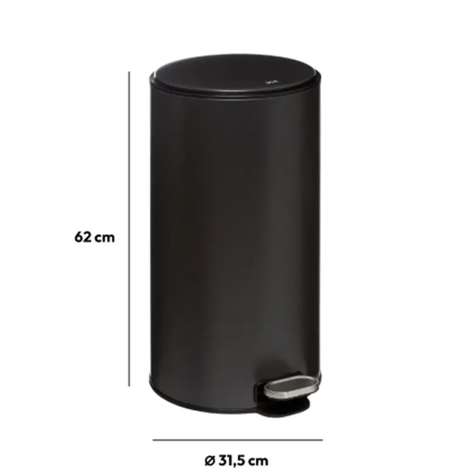 5Five Prullenbak/pedaalemmer - antraciet - metaal - 30 liter - 62 cm