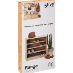 5Five Schoenenkast - 12 paar schoenen - bruin - hout - 67 x 68 cm