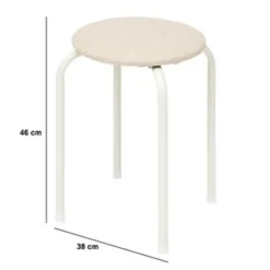 5Five Stapelbaar zit krukje - metaal/polyester - wit