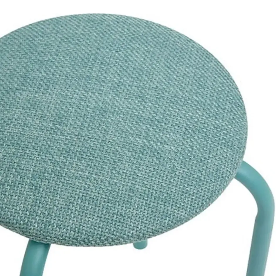 5Five Stapelbaar zit krukje - metaal/polyester - blauw