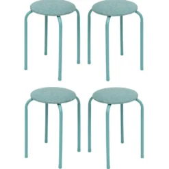 5Five Stapelbaar zit krukje - metaal/polyester - blauw