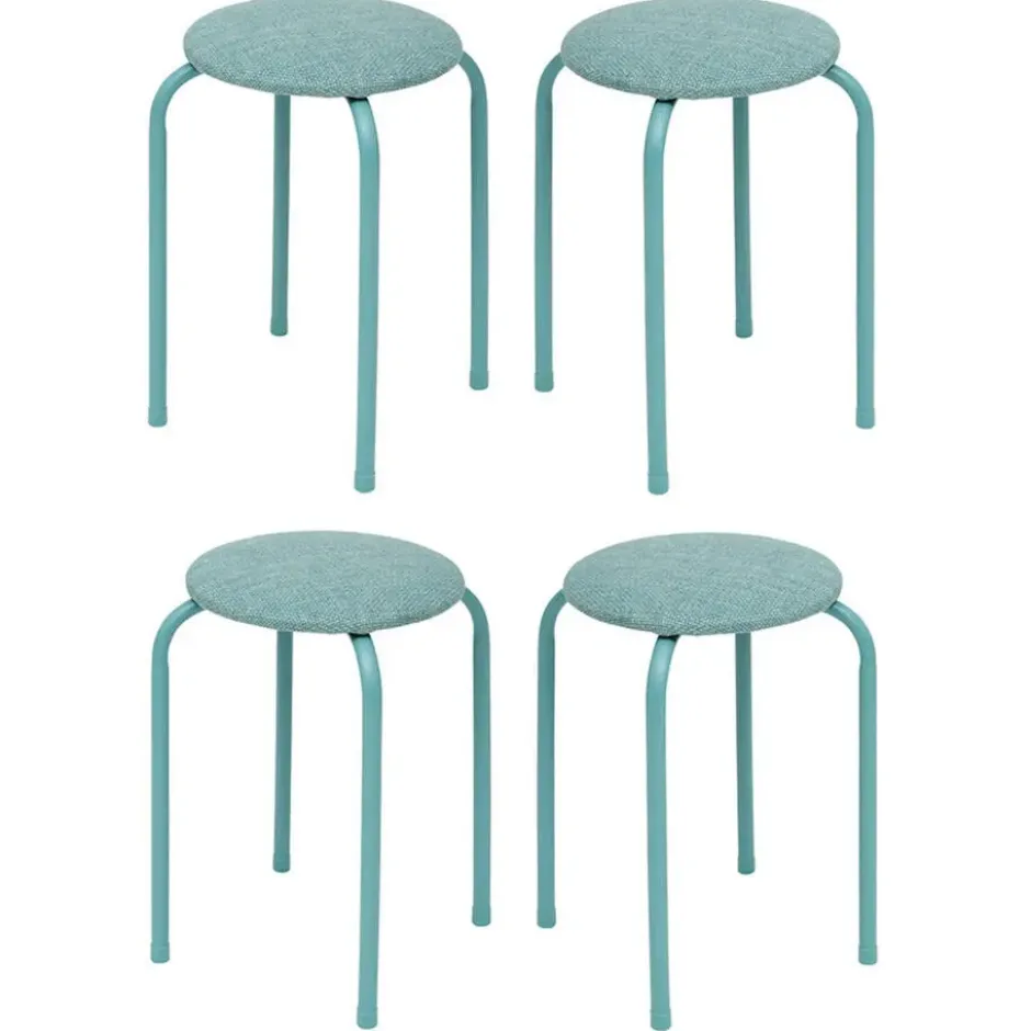 5Five Stapelbaar zit krukje - metaal/polyester - blauw