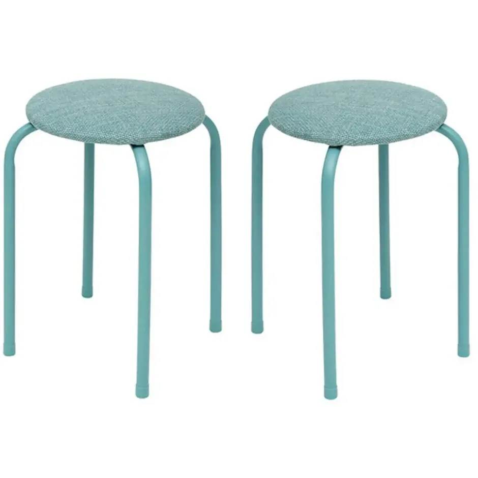 5Five Stapelbaar zit krukje - metaal/polyester - blauw