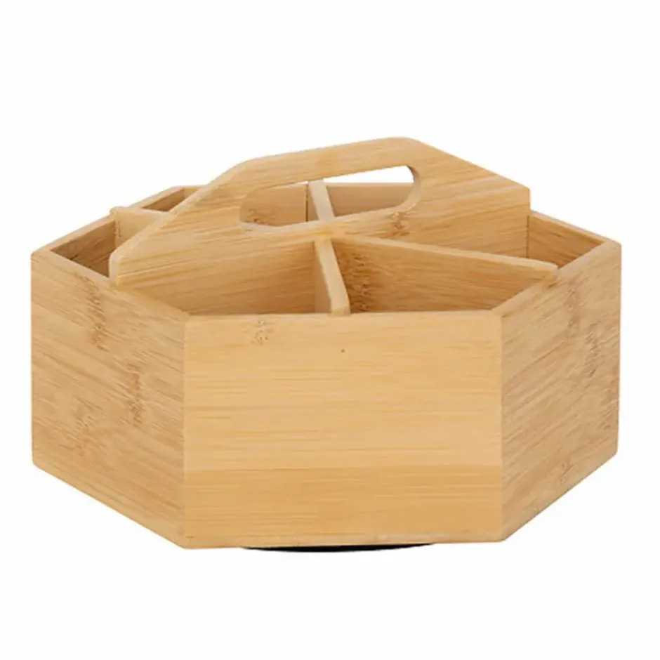 5Five Theedoos - organizer - draaiend - bamboe - 22 x 12,5 cm