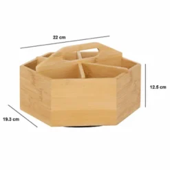 5Five Theedoos - organizer - draaiend - bamboe - 22 x 12,5 cm