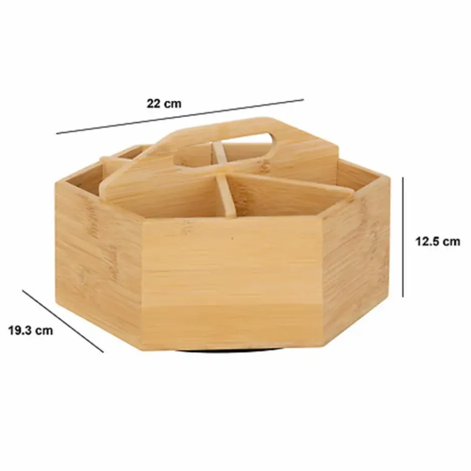 5Five Theedoos - organizer - draaiend - bamboe - 22 x 12,5 cm