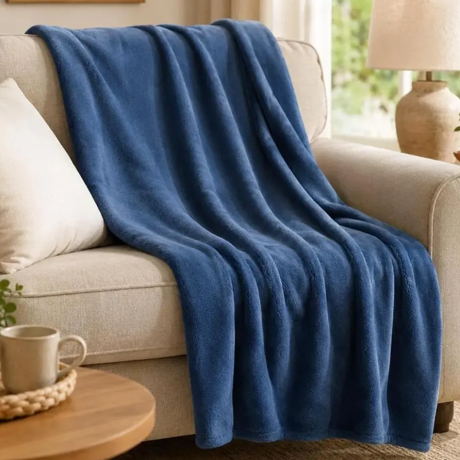 Fleece deken/plaid - blauw - 120 x 150 cm - Polyester fleece