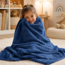 Fleece deken/plaid - blauw - 120 x 150 cm - Polyester fleece