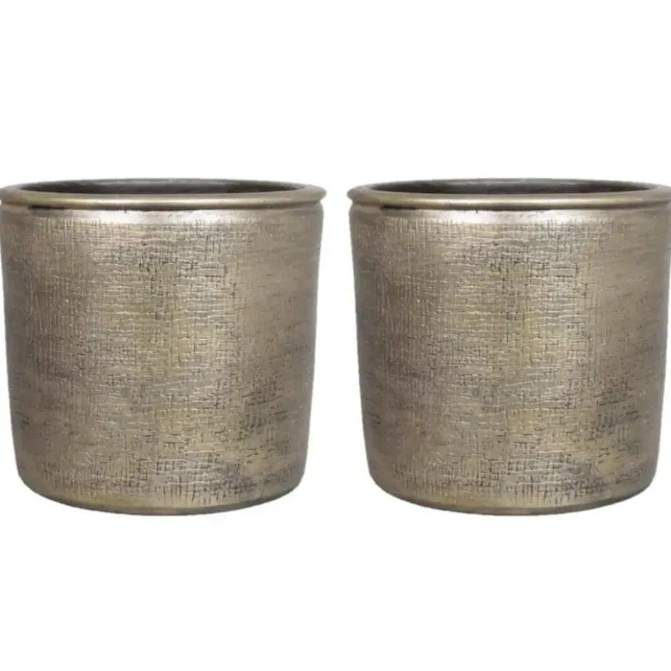 Floran Bloempot - industrieel - goud - keramiek met coating - 12 cm