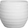 Floran Bloempot - wit - mat - relief - keramiek - 26 x 27 cm