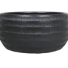 Floran Bloempot - zwart - mat - ribbel - keramiek - 29 x 14 cm