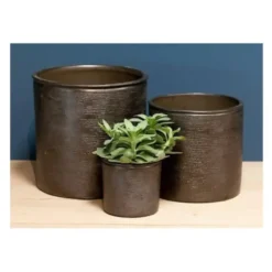 Floran Plantenpot - industrieel zwart - keramiek - 18 x 16 cm