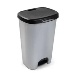 Forte Plastics Pedaalemmer - grijs - vuilnisbak met deksel - 50 l