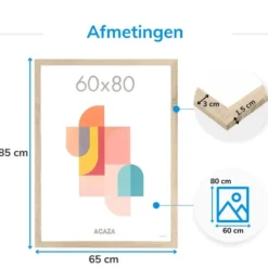 Fotolijst - Fotokader - 60x80 cm - MDF - Licht eik