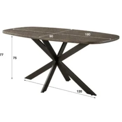 Fraaai - Alfa eettafel Deens ovaal 180 cm - brons