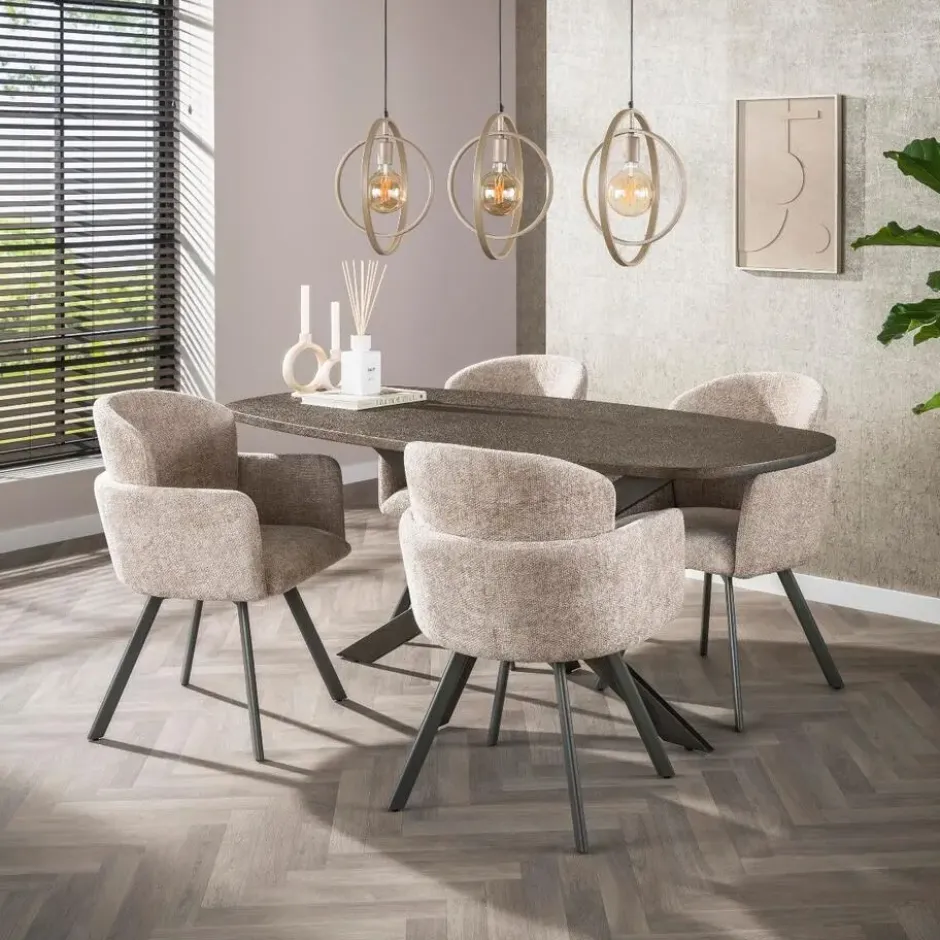 Fraaai - Alfa eettafel Deens ovaal 180 cm - brons