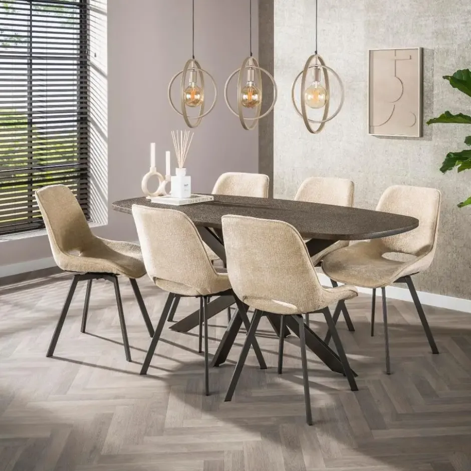 Fraaai - Alfa eettafel Deens ovaal 180 cm - brons