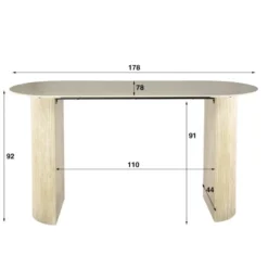 Fraaai - Dexter bartafel - deens ovaal - 180 x 70 cm - travertin look