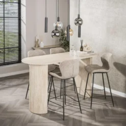 Fraaai - Dexter bartafel - deens ovaal - 180 x 70 cm - travertin look