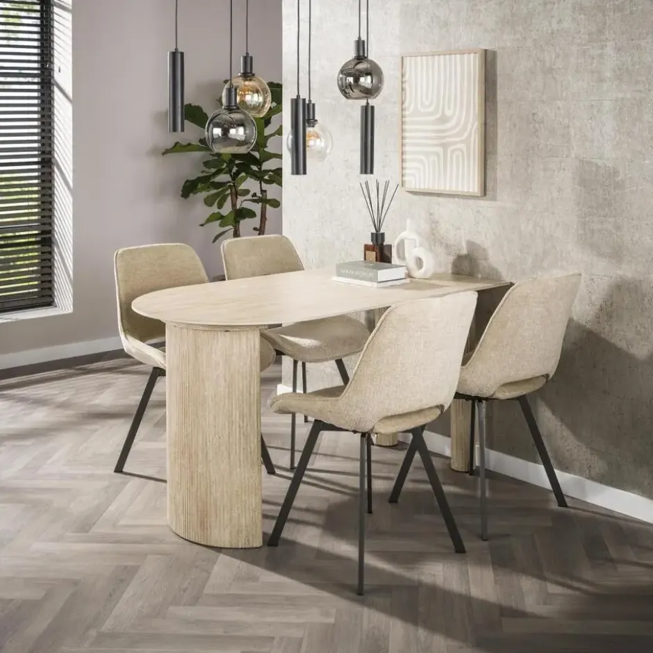 Fraaai - Dexter halfronde bartafel - 140 x 80 cm - travertin look