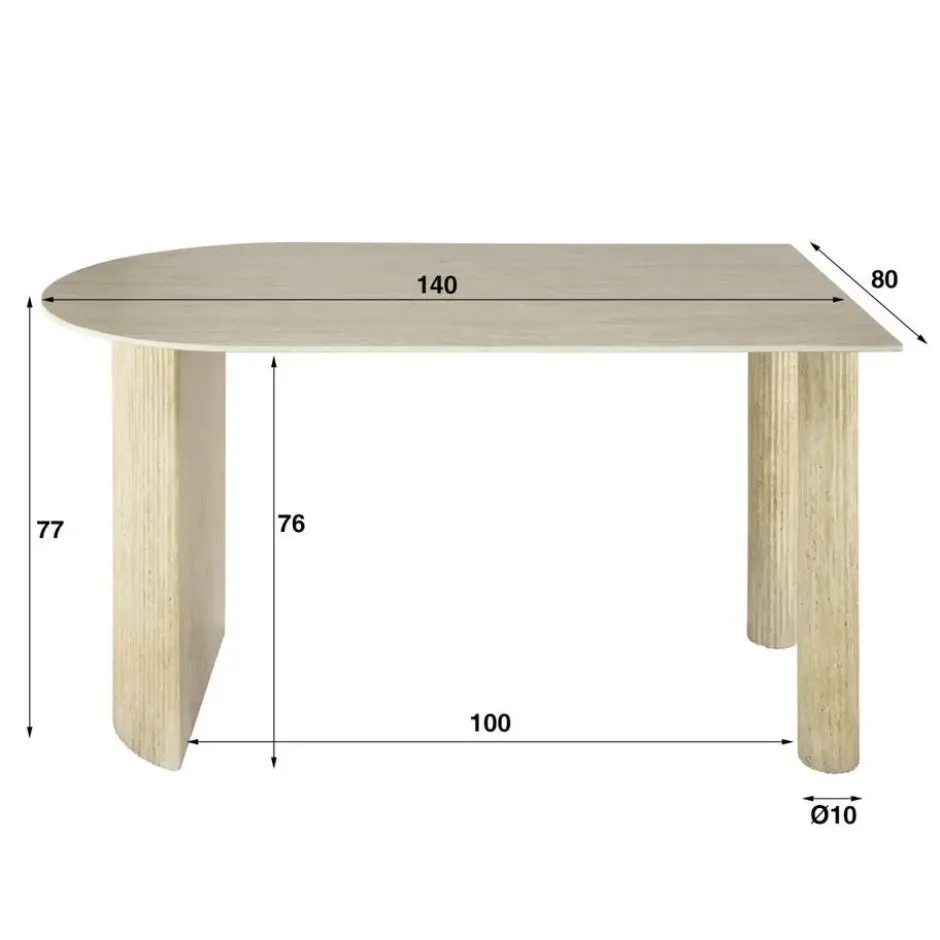 Fraaai - Dexter halfronde bartafel - 140 x 80 cm - travertin look