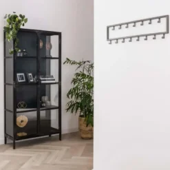Fraaai - Kapstok industrieel 15 haken - 80 cm zwart