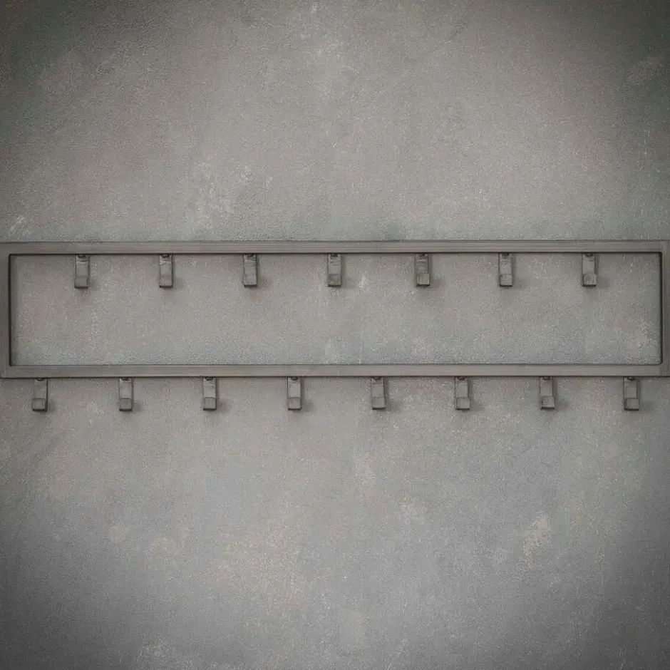 Fraaai - Kapstok industrieel 15 haken - 80 cm grijs