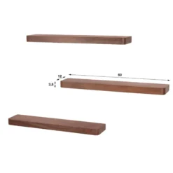 Fraaai - Marino wandplank 60 cm - set van 3 - massief acacia bruin