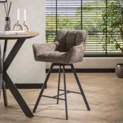 Fraaai - Ramon draaibare barstoel - 69 cm - geweven - taupe