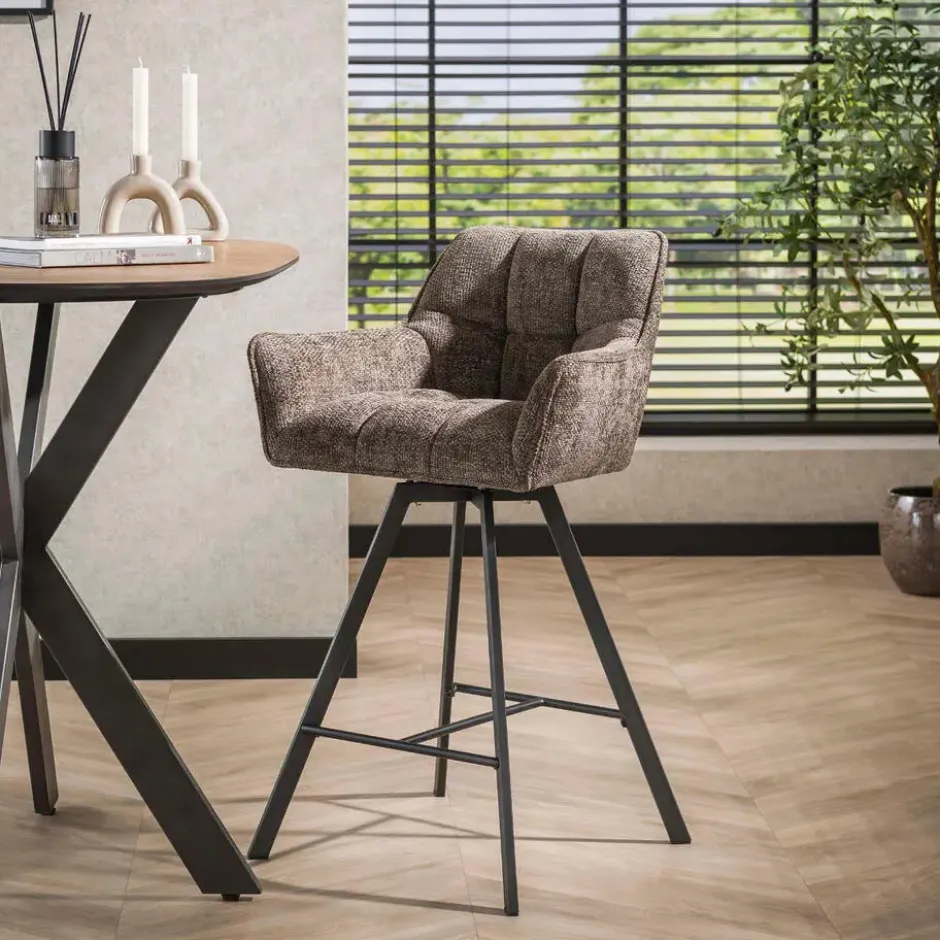 Fraaai - Ramon draaibare barstoel - 69 cm - geweven - taupe