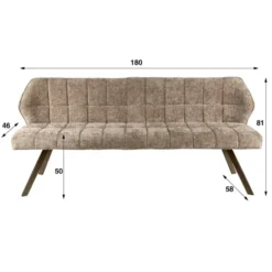 Fraaai - Ramon eetkamerbank 180 cm geweven- brons onderstel -