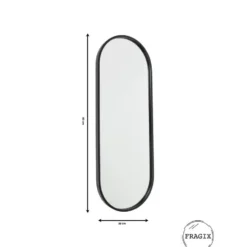 Fragix Boston Spiegel Ovaal - Zwart - 80x30