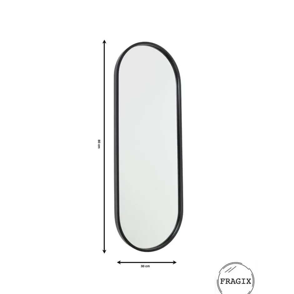 Fragix Boston Spiegel Ovaal - Zwart - 80x30