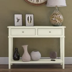 Franklin - Consoletafel met 2 laden in wit MDF