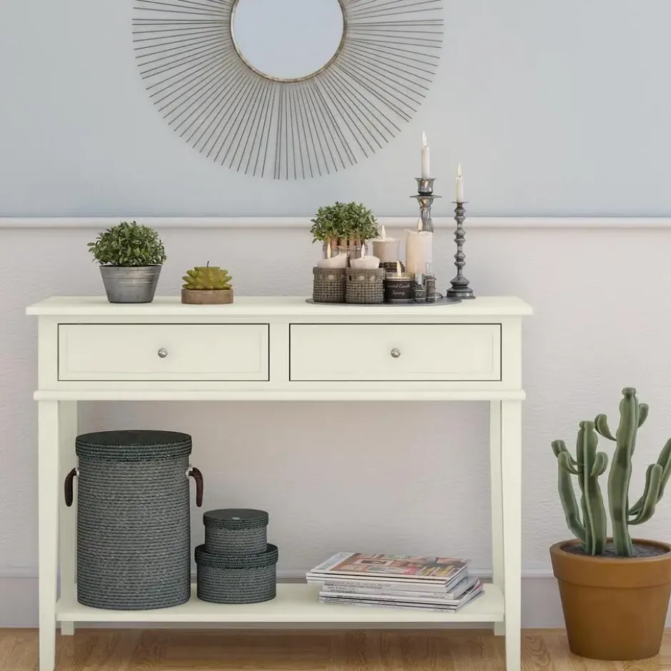 Franklin - Consoletafel met 2 laden in wit MDF